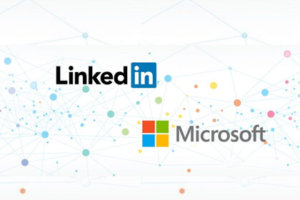 Linkedin and microsoft logos on a white background.