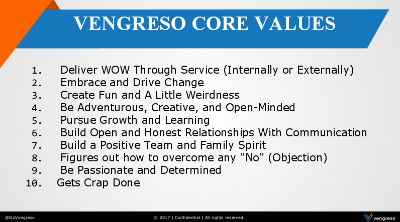 10 Vengreso Core Values