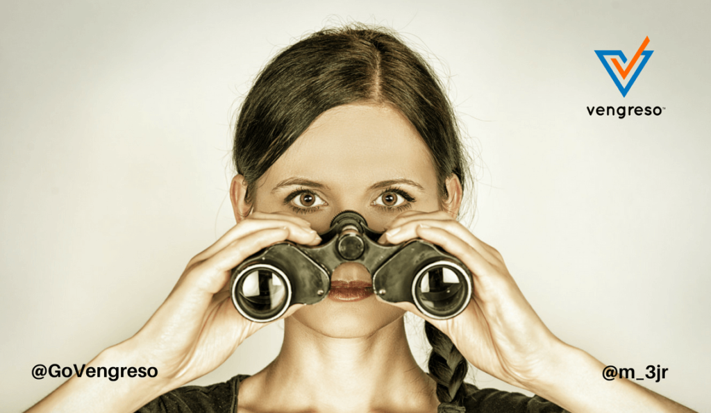 Woman binoculars Sales Prospecting