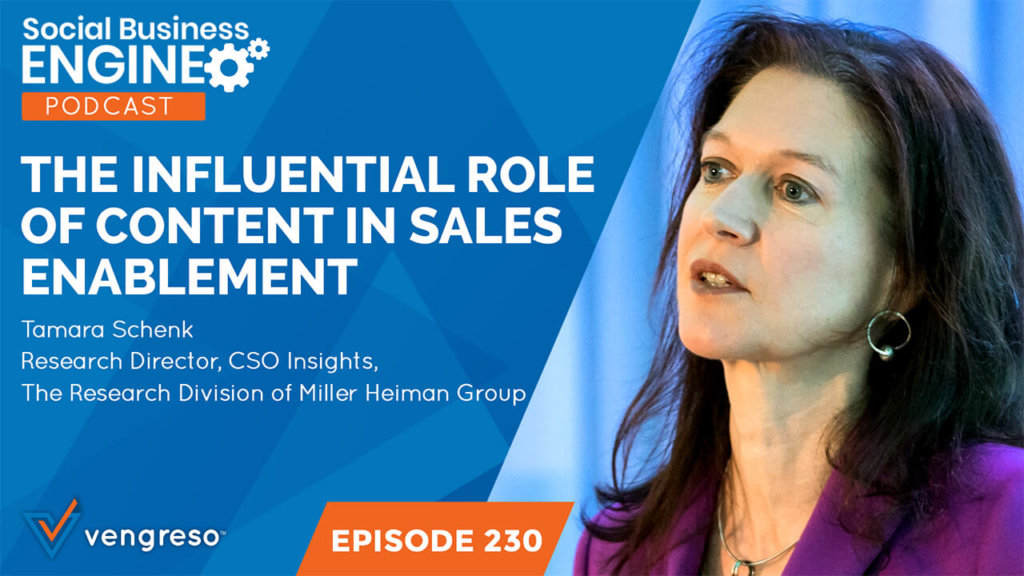 Tamara Schenk podcast interview about the influential roles of content in sales enablement.