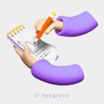 3d drawing of hands holding a pencil and writing on a notepad