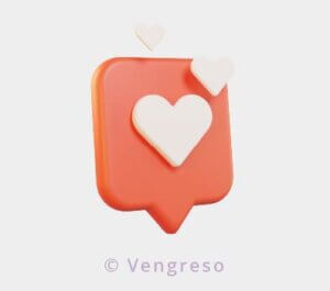 3d drawing of a notification icon with a heart inside