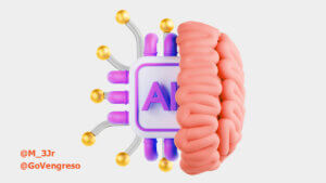 3d drawing of half a brain and half an AI chip as a balance between traditional selling and modern sales approach