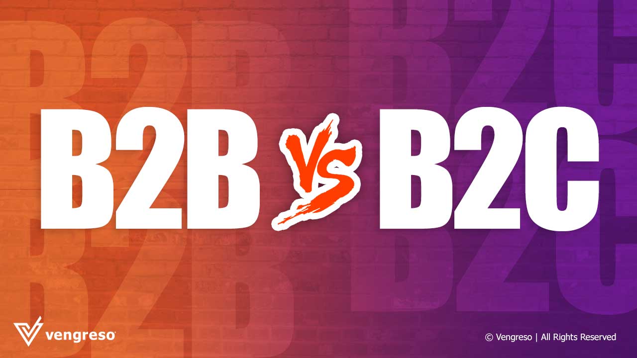B2B VS B2C Text with a background of a wall brick for B2B Marketing
