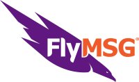 A stylized purple eagle in flight faces right, with the word "Fly" in white and "MSG" in bold orange text overlaying the wing. The eagle’s beak and eye are visible at the tip of the wing.