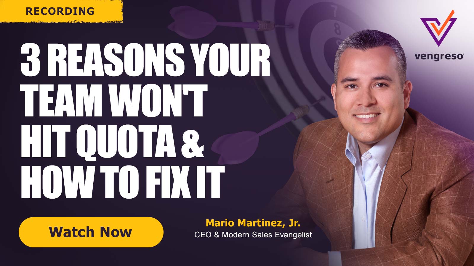 Watch this webinar! 3 Reasons Your Team Won't Hit Quota & How to Fix It
