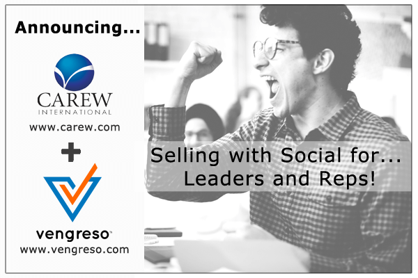 Vengreso to Deliver Social Selling Program for Carew International featuring an image of a man.