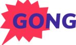 A blue and purple gong logo.