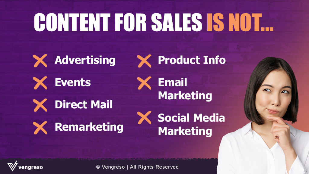 Infographic of what content for sales IS NOT