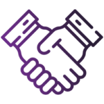 A purple handshake icon representing sales professionals.