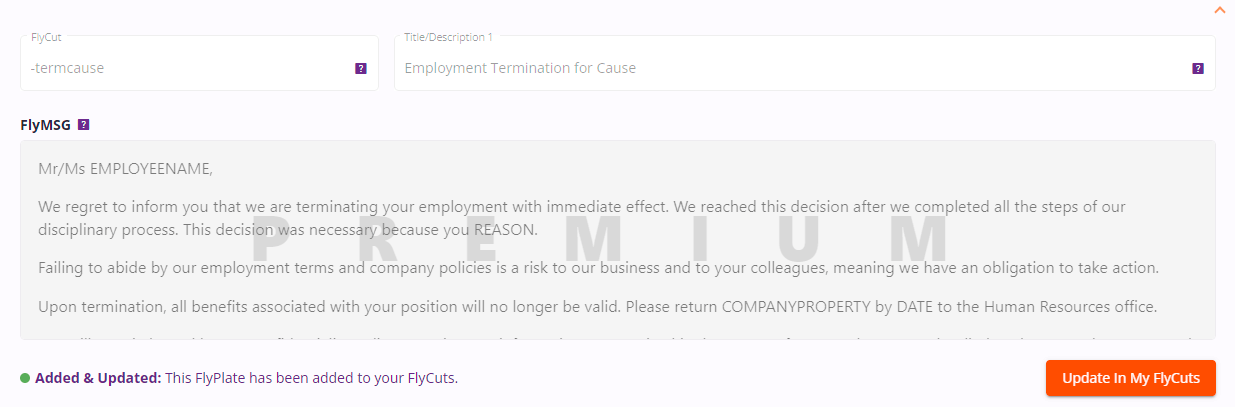 flymsg flyplate hr1 employee termination message example