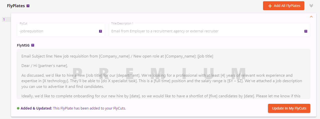 flymsg recruitment example screen email