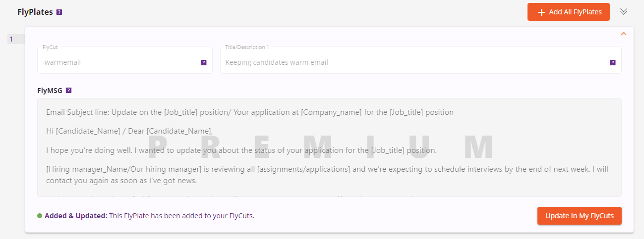 flymsg recruitment example screen email candidate