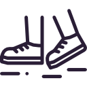 line drawing of two feet with shoes going for a walk