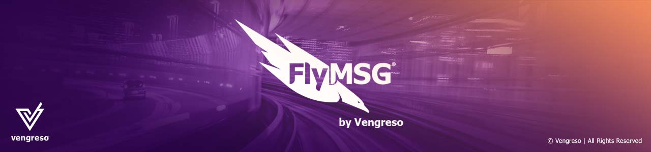 flymsg logo over purple