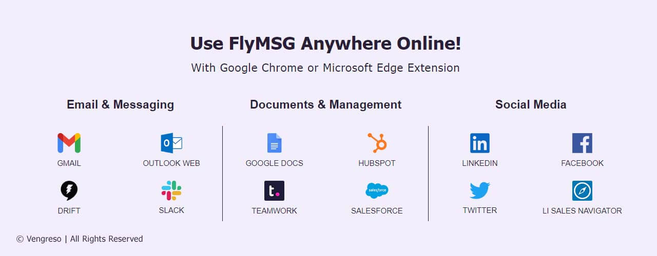 use flymsg anywhere online