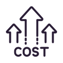 line drawing of 3 arrows pointing up over the word cost