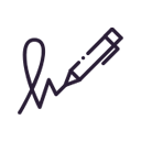 line drawing of a pen leaving a signature for thank you email