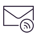 line drawing of an envelope with a sound icon at the bottom