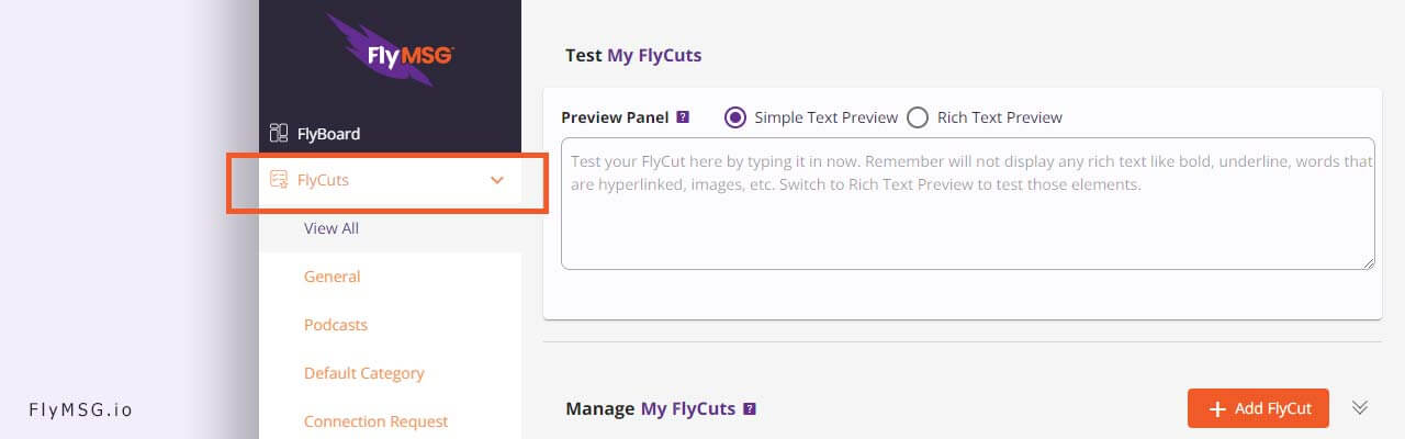 FlyMSG FlyCuts Shortcuts screen shot for linkedin search