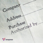 close up of a form on the words company and a space to fill in, same with address and purchase authorized by