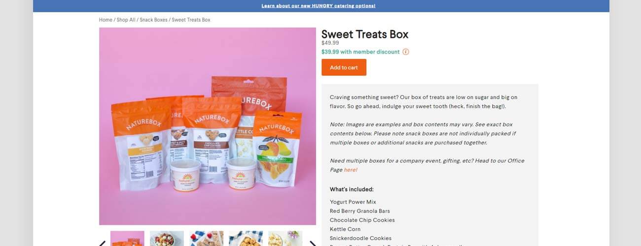 naturebox cross selling example online store