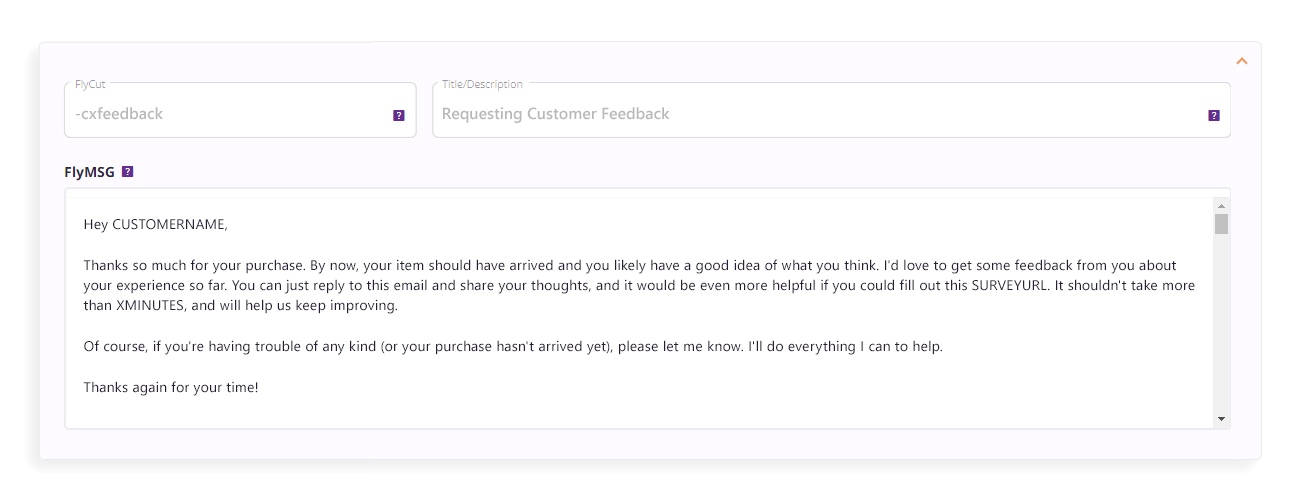 flymsg flyplate template message Requesting Customer Feedback for Customer Service Reps