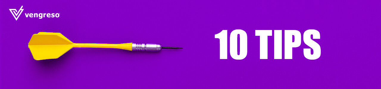 a dart and the words 10 tips next to it for linkedin banner optimization