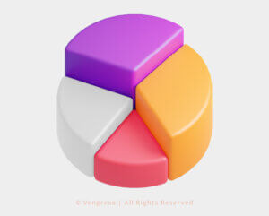 3d pie chart divided in 4 different colors representing aspects of productivity