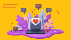 3d drawing of an open laptop with an eletter coming out of an envelope over a purple patch of ground with purple leaves behind it and chat icons
