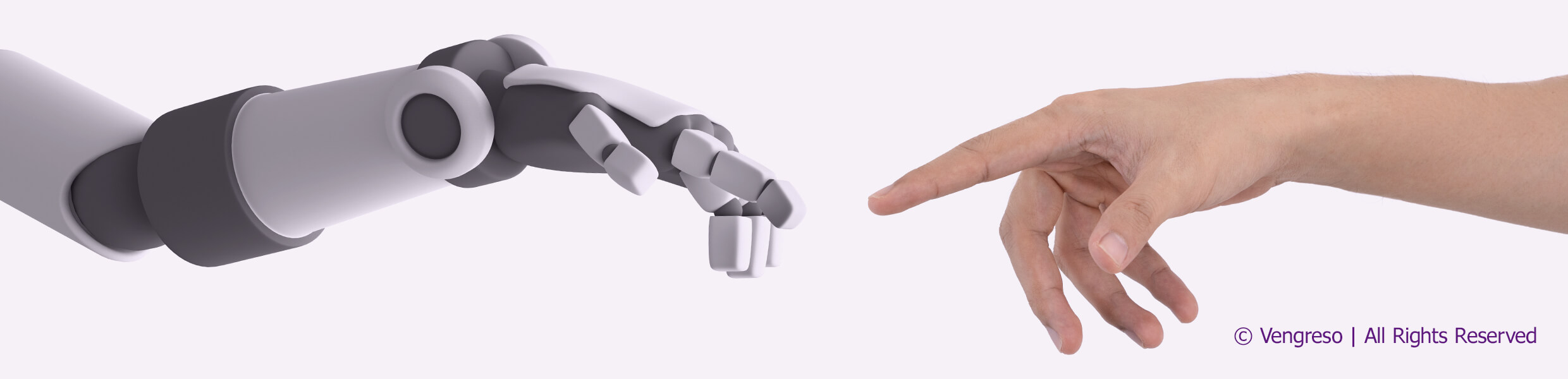 a robot hand reaching its finger out to touch a human man with its finger out