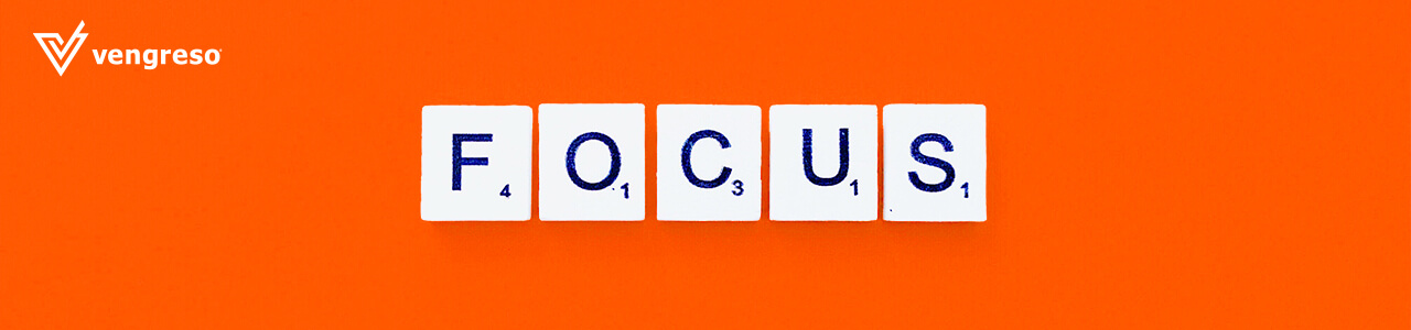 scrabble pieces spelling the word focus