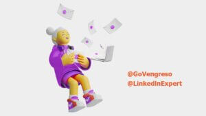 3d drawing of a woman floating happy with a laptop also floating with emails of Happy Holidays Message Wishes coming out