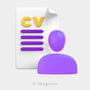 3d drawing of a cv and a person icon next to it