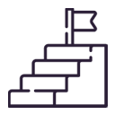 line drawing of stairs with a flag at the top