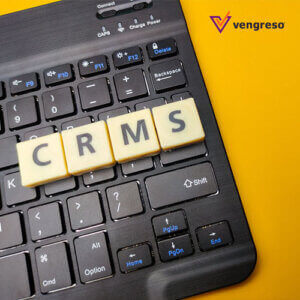 The word crms spelled out on a keyboard for a LinkedIn introduction.