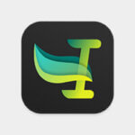 A green and yellow app icon with the letter i: Text Expander App.