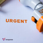 The word urgent is written on a piece of paper with the keyword "meeting request email template.
