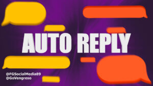 A purple background with speech bubbles that say auto reply.