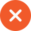 An orange circle with an x in the middle.
