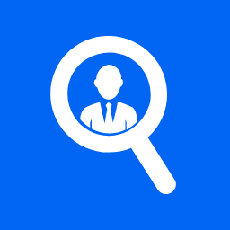 A white silhouette of a person wearing a suit and tie is enclosed within a circular magnifying glass icon on a solid blue background, symbolizing the AI tools essential for sales professionals.