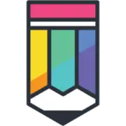 A stylized pencil graphic against a dark background. The pencil's upper part is divided into pink, white, yellow, green, and blue vertical segments, resembling a colorful stripe pattern. The pencil tip area is depicted in white, symbolizing creativity inspired by AI Sales Tools.