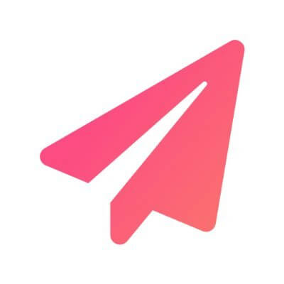 Image of a stylized paper airplane icon rendered in a gradient of pink hues. The design is simple with clean lines, and the airplane is tilted upward to the right on a white background, suggesting motion or forward movement—symbolizing the dynamic progress AI sales tools can drive.