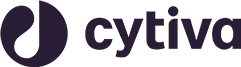 Cytiva logo featuring a stylized lowercase "c" design in dark purple, resembling a circular shape with a droplet inside, followed by the word "cytiva" in lowercase letters, also in dark purple. The background is white.