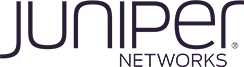The image displays the Juniper Networks logo. It features the word "Juniper" in large, stylized lowercase letters, with "Networks" in smaller uppercase letters beneath it. The text is dark purple on a transparent background.