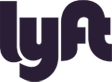 Purple "Lyft" logo with stylized, lowercase letters on a transparent background. The "y" and "f" are uniquely shaped, with the "f" not having a crossbar.