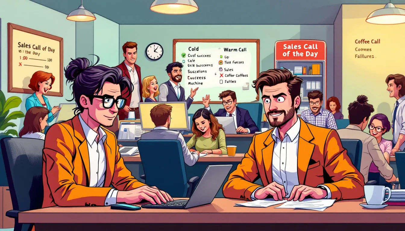 A graphic representation of different types of sales calls including cold and warm calls.